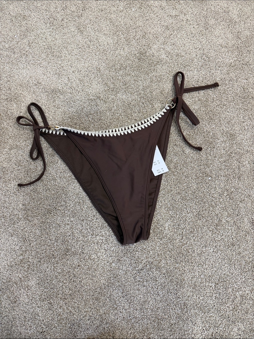 Abercrombie & Fitch Brown Tie-Side Bikini Bottom with White Trim